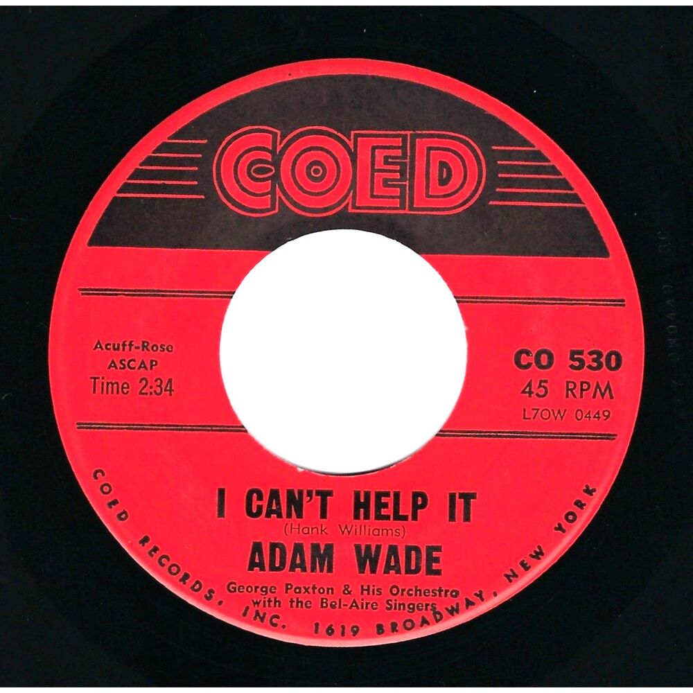 Adam Wade 45 RPM I Can't Help It / I Had The Craziest Dream '60 Pop